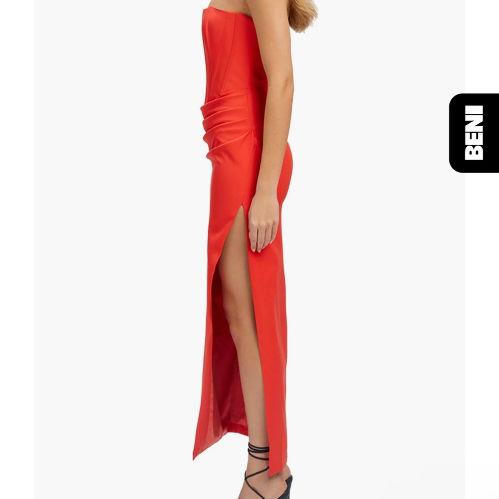 Bardot Strapless Corset Red Maxi Dress - Picture 3 of 4